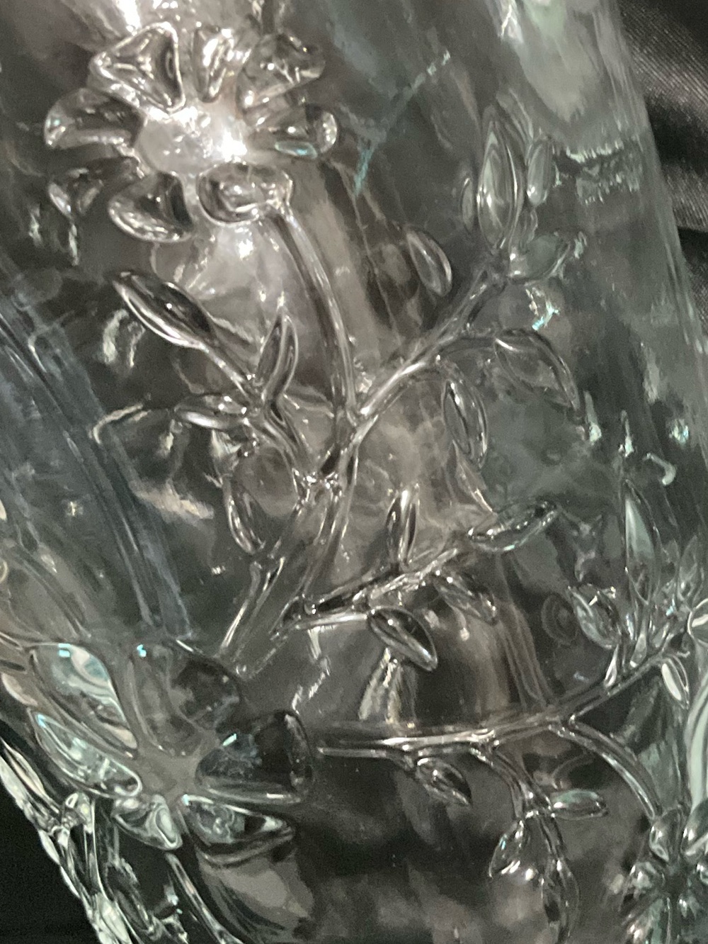 Clear Floral Glass Pitcher with Handle - Picture 4 of 11